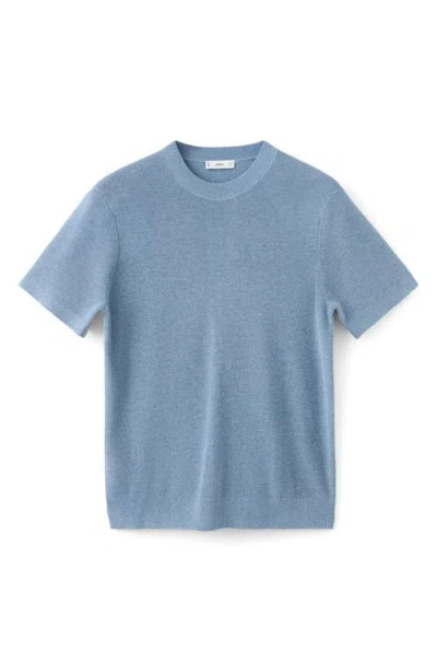 Mango Knit T-shirt In Blue
