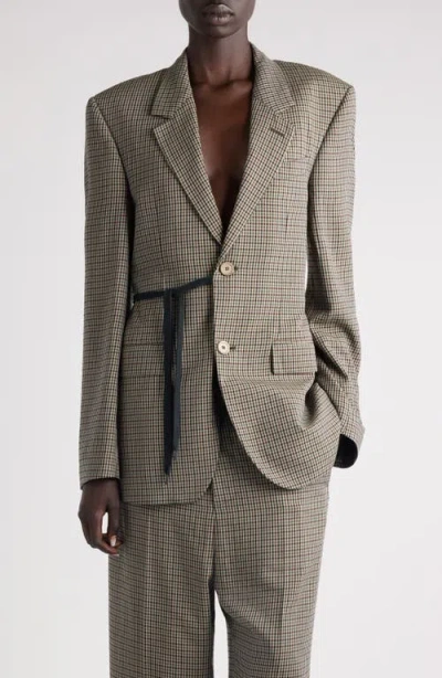 Balenciaga Tailored Wrap Jacket With Checkered Design For Women In Green