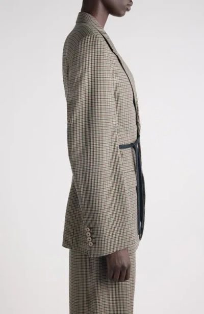 Balenciaga Tailored Wrap Jacket With Checkered Design For Women In Green