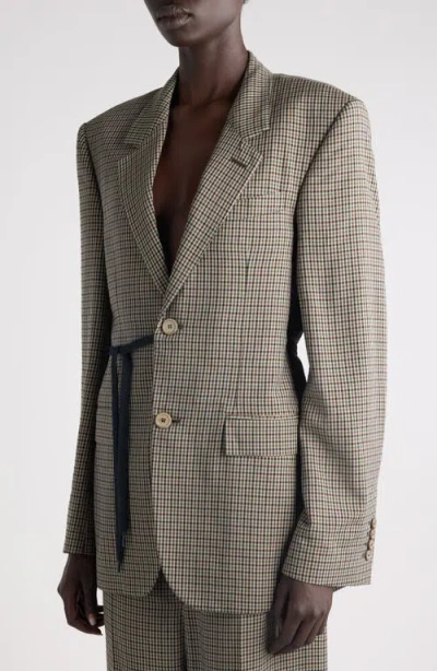 Balenciaga Tailored Wrap Jacket With Checkered Design For Women In Green