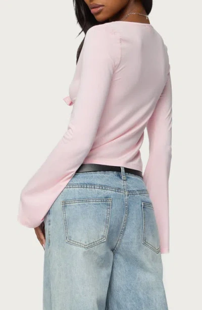 Edikted Scarlette Tie Front Top In Pink
