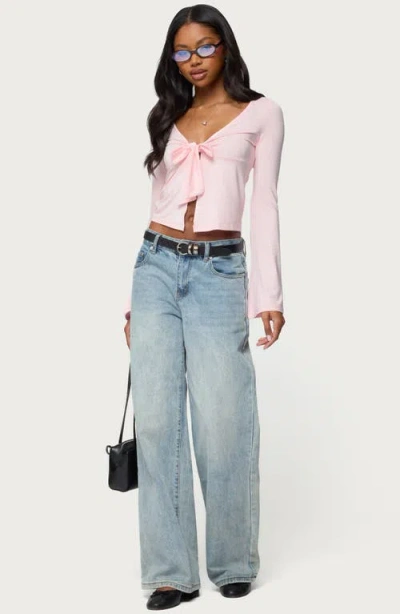 Edikted Scarlette Tie Front Top In Pink