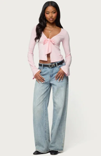 Edikted Scarlette Tie Front Top In Pink