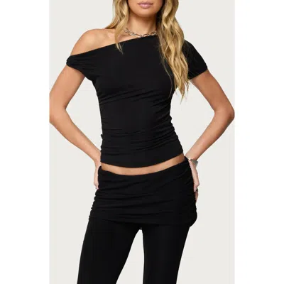 Edikted Halli Twisted Off Shoulder Top In Black