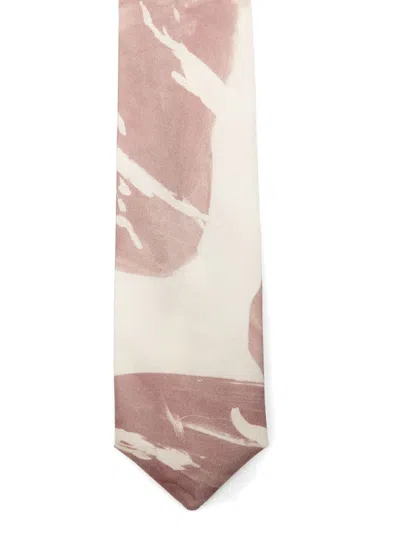 Alysi Printed Silk Tie In White