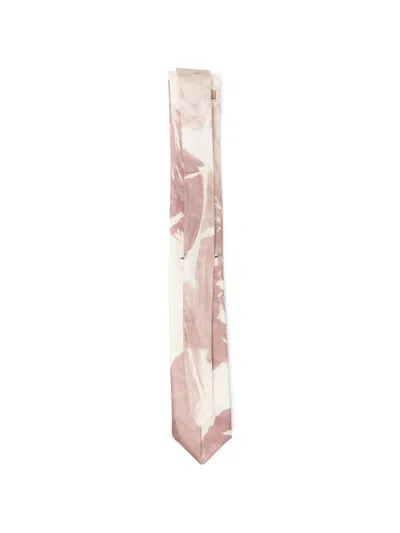Alysi Printed Silk Tie In White