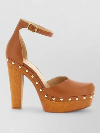 Chloé Women Brown Leather Heels, 7.5 Luxury Pumps & Heels For Women Darveys In Gold