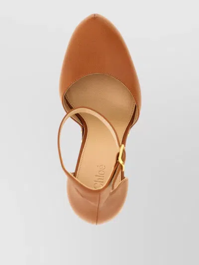 Chloé Women Brown Leather Heels, 7.5 Luxury Pumps & Heels For Women Darveys In Gold