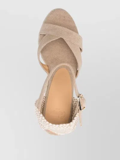 Castañer Bruna Espadrille Wedge Sandals Ankle Strap In Neutral