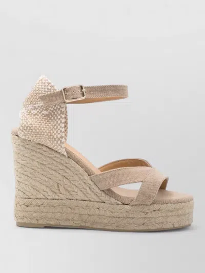 Castañer Bruna Espadrille Wedge Sandals Ankle Strap In Neutral
