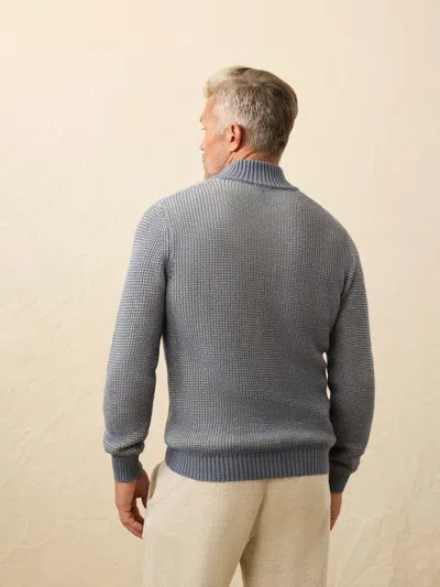 Faherty Quarter Button Sweater In Blue