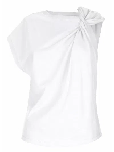 Isabel Marant Organic Cotton Ribbed Crew-neck Asymmetric Sleeveless Cutout T-shirt In White