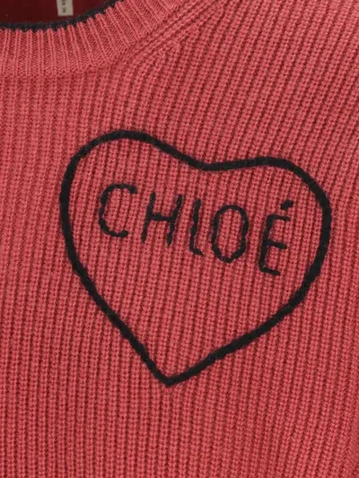 Chloé Short And Fitting Pullover With Wool Logo In Multi