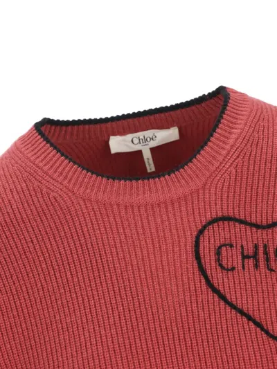Chloé Short And Fitting Pullover With Wool Logo In Multi