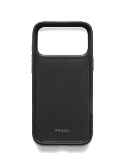 Prada Leather Iphone 17 Pro Case In Brown