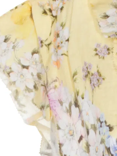 Camilla Floral-print Linen-voile Mini Dress In Yellow