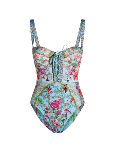 Camilla Lace Up Underwire Moulded Cup One Piece Sultans And Queens In Blue