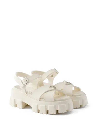 Prada Monolith Rubber Sandals In White