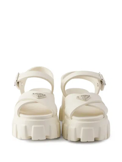 Prada Monolith Rubber Sandals In White