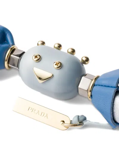 Prada Candy Leather Keyring In Blue
