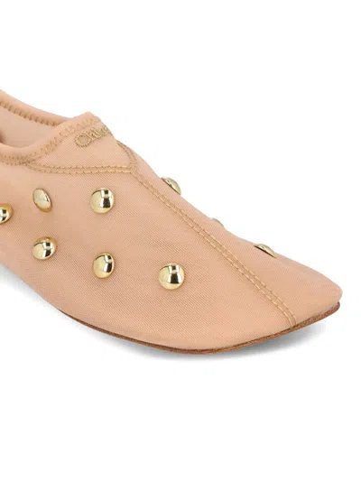 Chloé Rita Blushy Beige Ballet Flats In Transparent Mesh Women In Neutral
