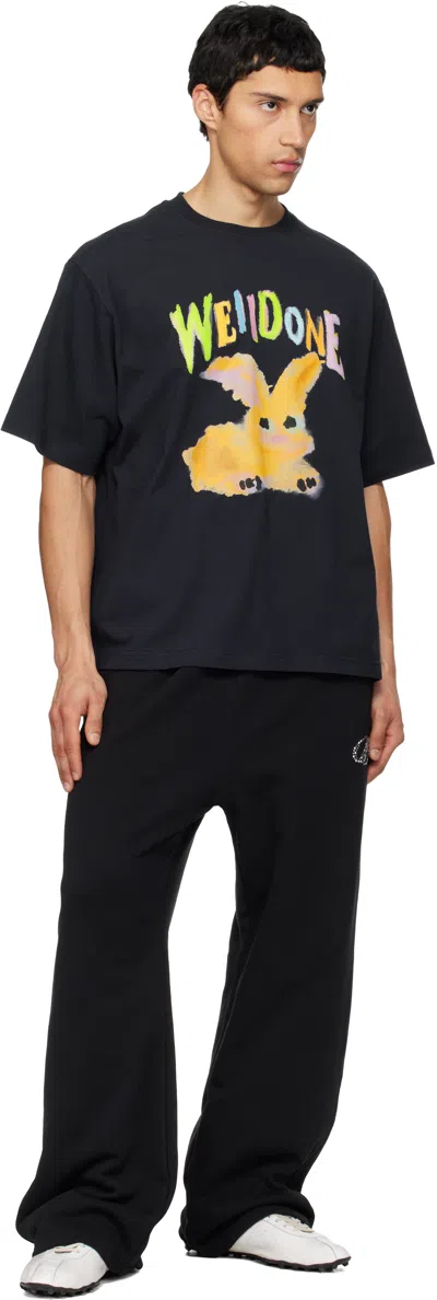 We11 Done Black 'we11done' Curved Sweatpants In Black