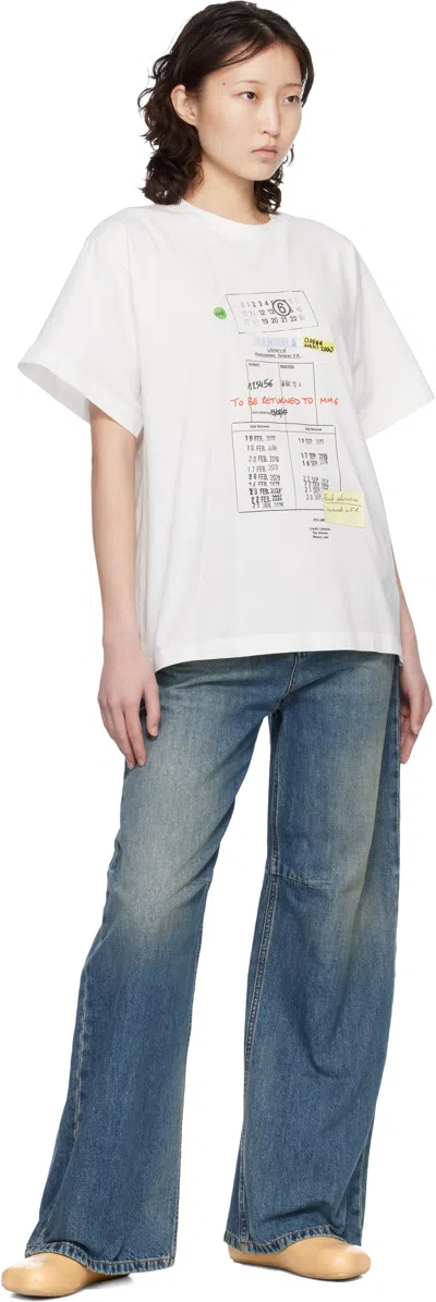 Mm6 Maison Margiela Stretch Cotton T Shirt Short Sleeves Print In White