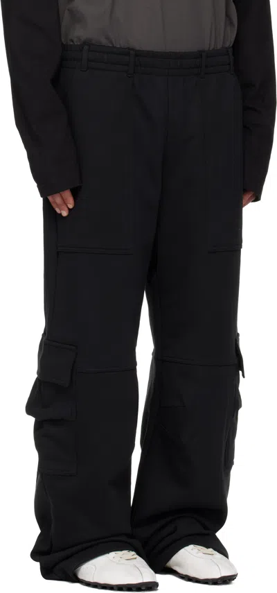 We11 Done We11done Black Curved Jersey Overalls In Multi