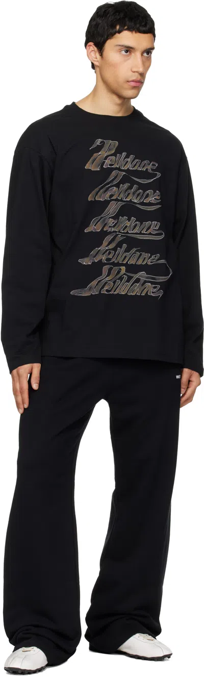 We11 Done Black 'we11done' Multi Logo T-shirt In Black