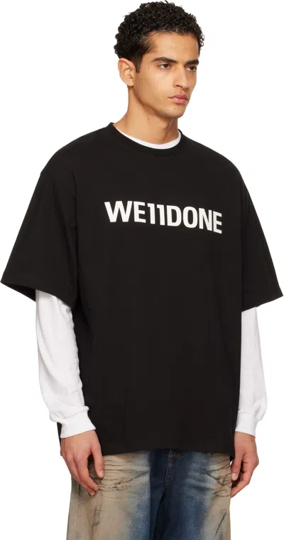 We11 Done Black Large Basic Logo T-shirt In Black