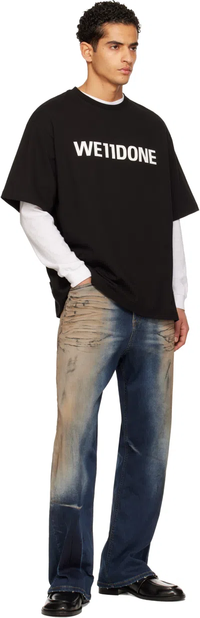 We11 Done Black Large Basic Logo T-shirt In Black