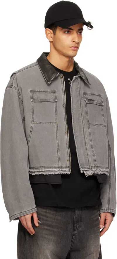 We11 Done Gray Cut-out Work Jacket In Gray