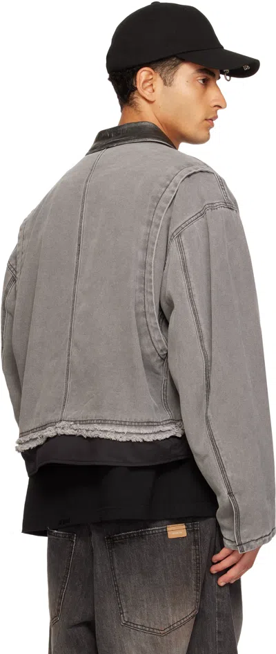 We11 Done Gray Cut-out Work Jacket In Gray