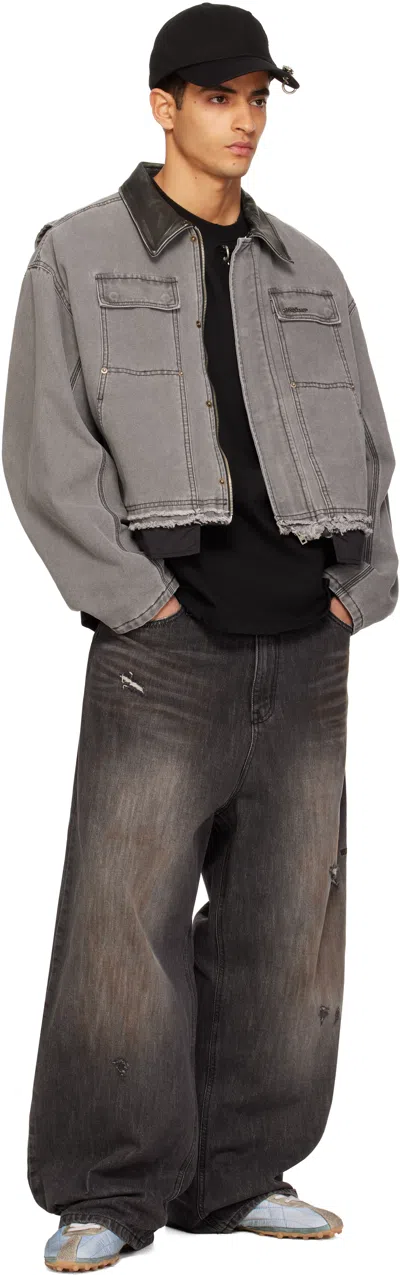 We11 Done Gray Cut-out Work Jacket In Gray