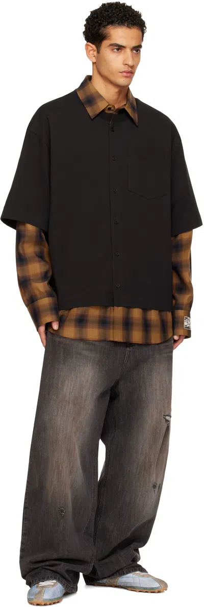 We11 Done Flannel Check-pattern Shirt In Black