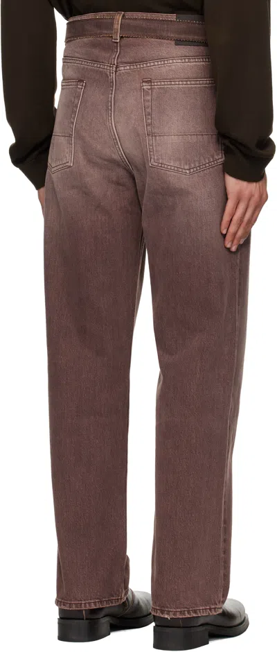 Our Legacy Denim Trousers Faded Effect Belt Loops Five Pockets In Brown