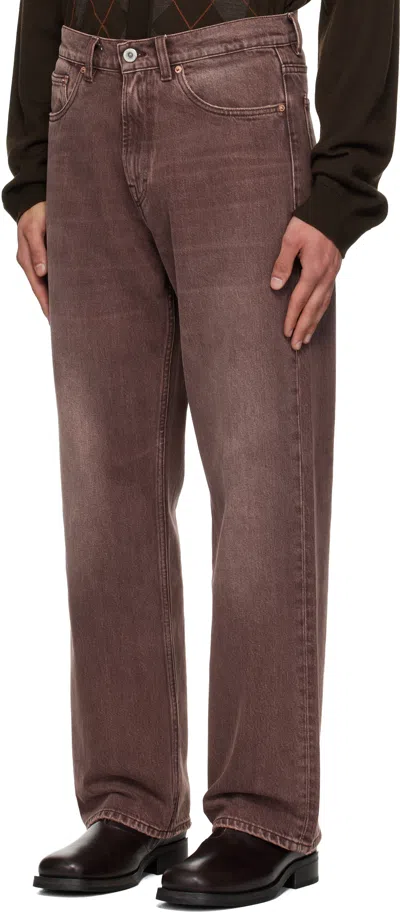 Our Legacy Denim Trousers Faded Effect Belt Loops Five Pockets In Brown