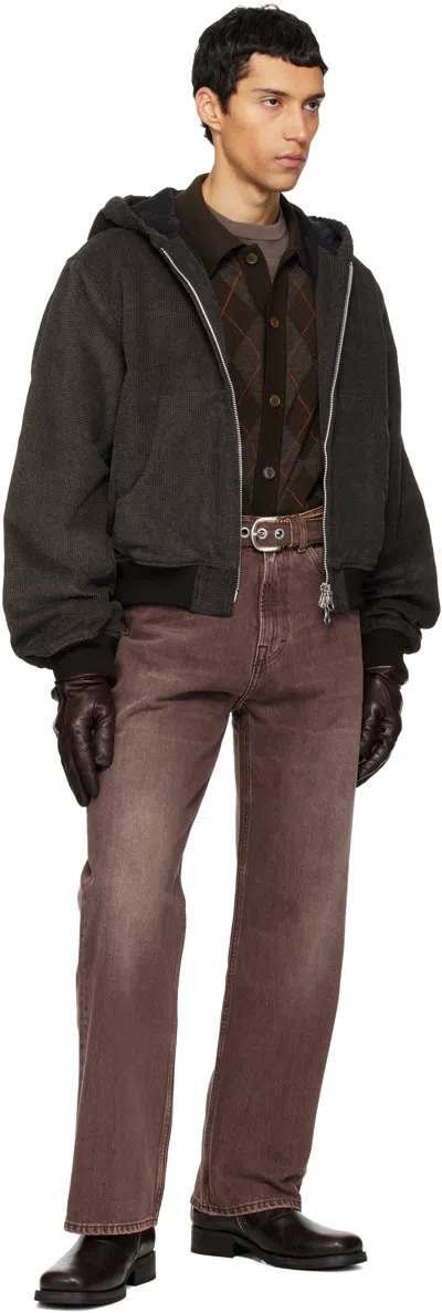 Our Legacy Denim Trousers Faded Effect Belt Loops Five Pockets In Brown