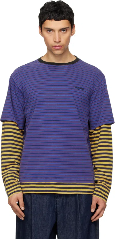 We11 Done Layered Stripe Long-sleeve T-shirt In Blue