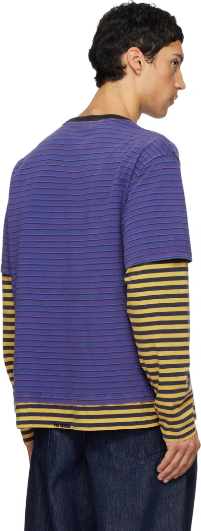 We11 Done Layered Stripe Long-sleeve T-shirt In Blue