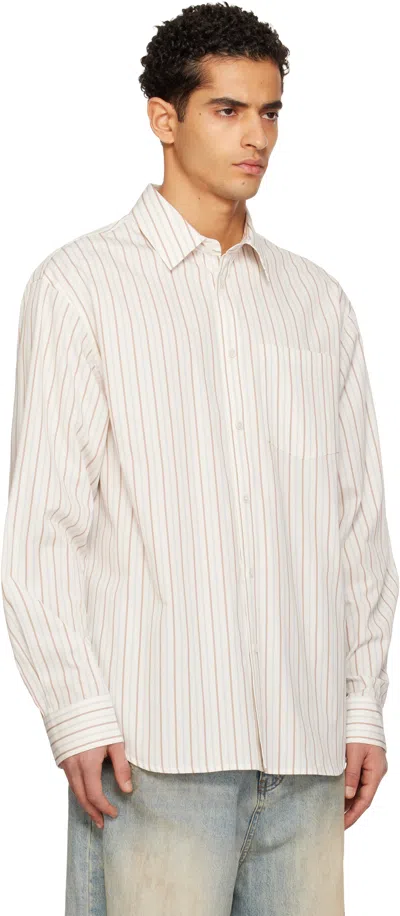 We11 Done White Striped Basic Shirt In Neutral