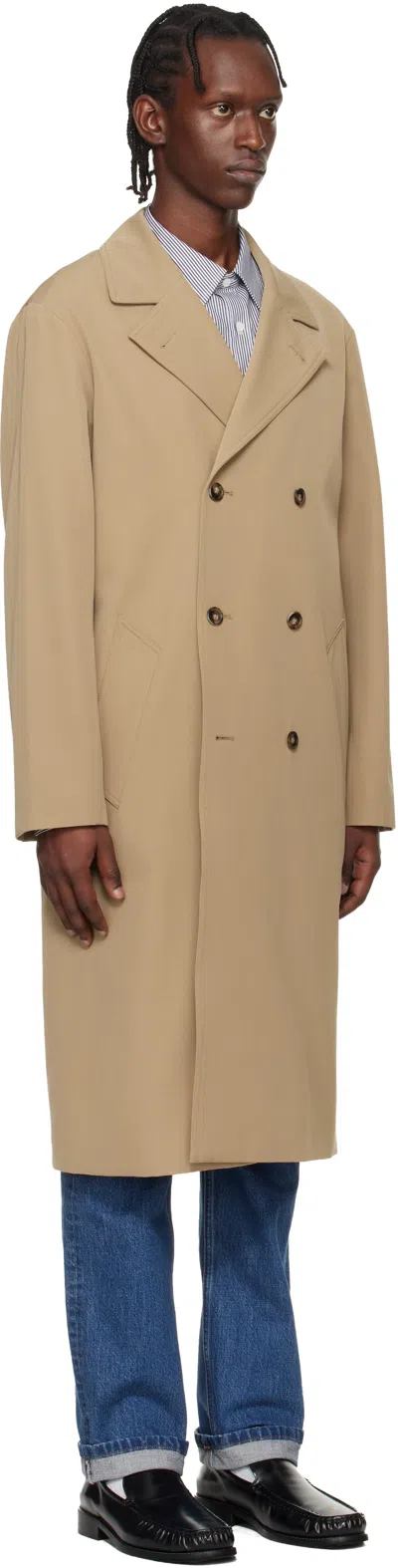 Apc Buttoned Double-breasted Coat In Brown