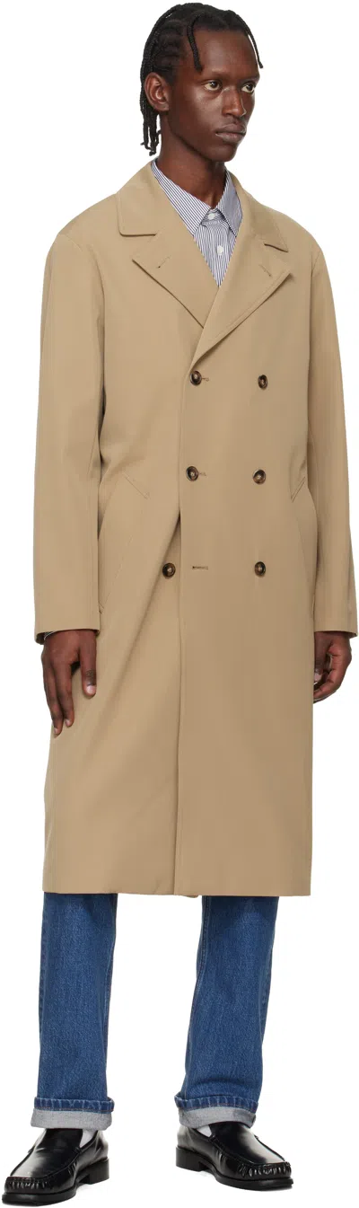 Apc Buttoned Double-breasted Coat In Brown