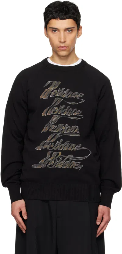 We11 Done Black 'we11done' Multi Logo T-shirt In Black