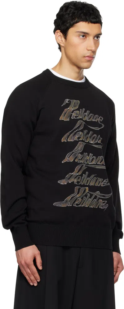 We11 Done Black 'we11done' Multi Logo T-shirt In Black