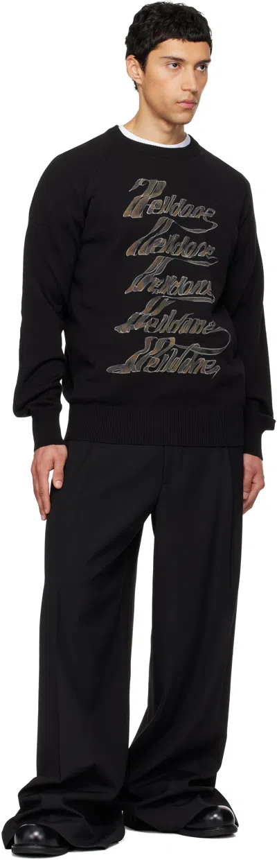 We11 Done Black 'we11done' Multi Logo T-shirt In Black