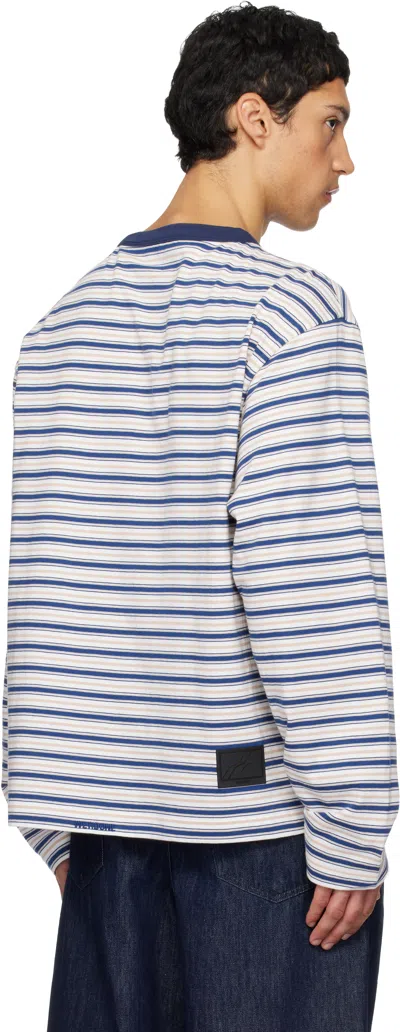 We11 Done Striped Long-sleeved T-shirt In Blue