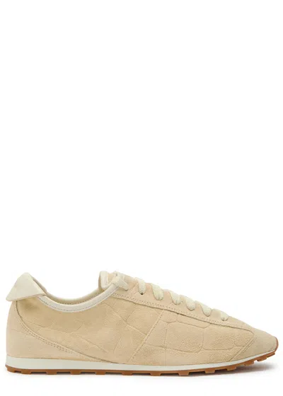 Jacquemus Sneaker Tennis In Ivory Crocodile Effect Suede Women In Neutral