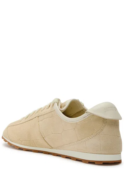 Jacquemus Sneaker Tennis In Ivory Crocodile Effect Suede Women In Neutral