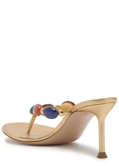 Gianvito Rossi Shanti 70 Embellished Metallic-leather Sandals In Orange